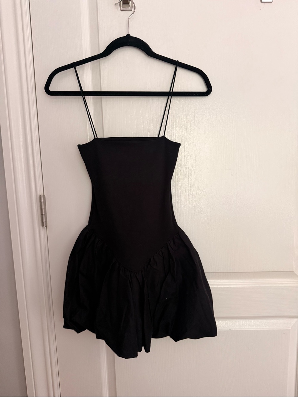 ZARA Black Spaghetti Strap Mini Bubble Dress